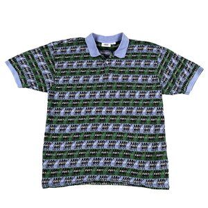 Obey Praise Jacquard Blue & Green Polo Shirt Sz Medium